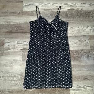 Vintage CAS Denim Slip Dress Floral Embroidered Mesh Y2K Fairycore